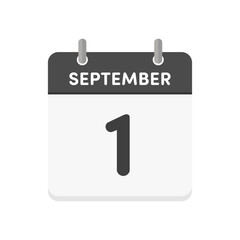 9月1日･September 1stの日めくりカレンダーのアイコン - 9/1の日付入りの暦のデザイン素材

