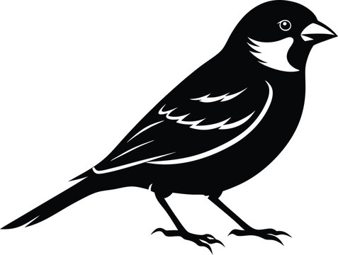 recommend clip art: Black and white silhouette of a sparrow