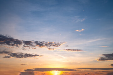 Beautiful , luxury soft gradient orange gold clouds and sunlight on the blue sky perfect for the...