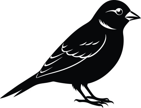 recommend clip art: Black and white silhouette of a sparrow