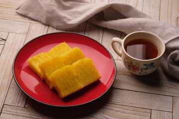 Bika Ambon is a traditional cake from Medan, Indonesia. This cake is made from ingredients such as tapioca flour, eggs, sugar, and coconut milk. Indonesian food.