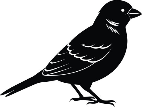 recommend clip art: Black and white silhouette of a sparrow