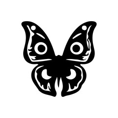 Bohemian Celestial butterfly tattoos, Silhouette Mystical occult symbols moth illustration.