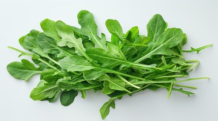 Vibrant Fresh Arugula Leaves Isolated on White Background for Culinary Concepts and Healthy Eating