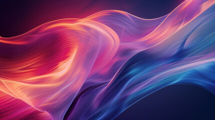 Obraz premium Vibrant abstract digital art with swirling colorful light waves and gradients, showcasing dynamic motion and vivid contrasts on a dark background.