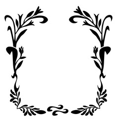 Frame,ornate,floral,swirls,tendrils,flowers vintage style, vector hand drawn ornamental border, greeting card, invitation isolated on white