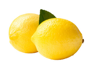 Side view of yellow lemon fruits in stack isolated with clipping path in png file format