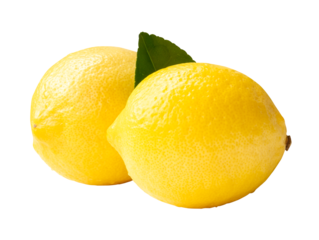 Side view of yellow lemon fruits in stack isolated with clipping path in png file format