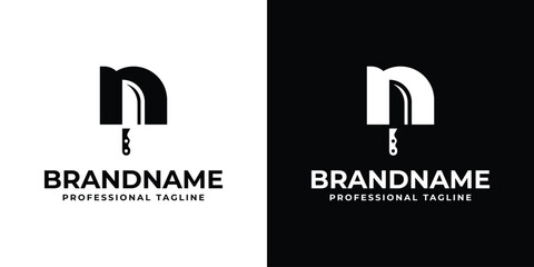 Letter N Knife Lowercase Logo, for Butcher Shops or Restaurant Branding