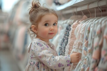 Adorable Toddler Shopping for Clothes in a Boutique
