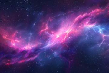 Naklejka premium Vibrant Cosmic Nebula Illuminating the Night Sky