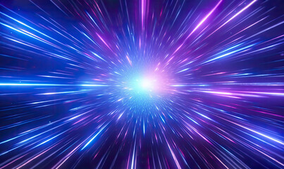 Abstract Neon Light Rays Background With Blue and Pink