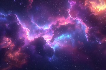 Fototapeta premium Mesmerizing Cosmic Nebula with Vibrant Colors and Starry Sky