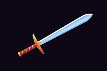 Simple cartoon game sword, sword icon vector illustration.