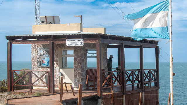 Wildlife ranger guardhouse viewpoint, peninsula valdes, chubut, argentina