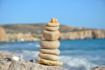 stack of stones on the beach