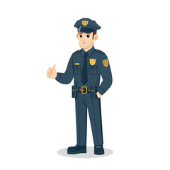 police officer showing thumbs up vector cartoon illustration flat design	