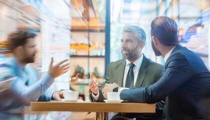 businessman working on laptop in cafe