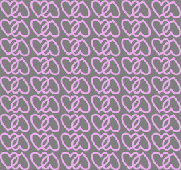 Abstract seamless pattern of pink hearts on a gray background
