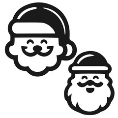 Black and white vector silhouette of santa smiling icon on white background