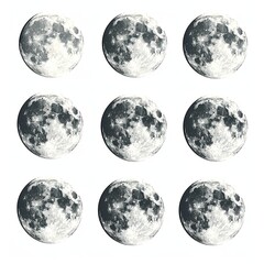 Obraz premium Set of Moons, white background