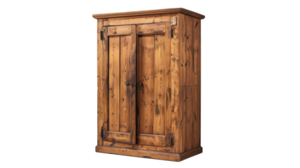 Wooden vintage cabinet isolated on transparent or white background 
  