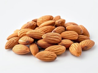 Fototapeta premium Nutty Delight - Handful of Almonds on White Background