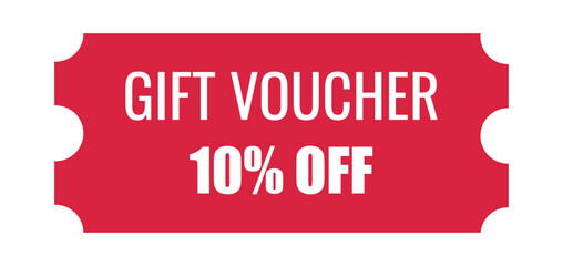 10% off gift voucher, red coupon. Big sale and super sale vector illustration