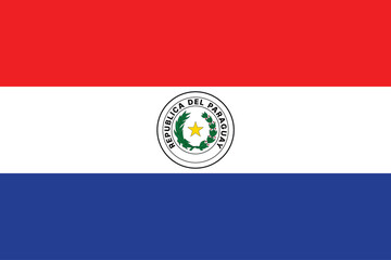 Fototapeta premium Flags of Paraguay. Flat element design. National Flag. White isolated background 