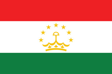 Fototapeta premium Flags of Tajikistan. Flat element design. National Flag. White isolated background 