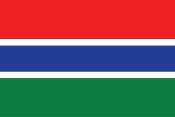 Flags of the Gambia. Flat element design. National Flag. White isolated background	