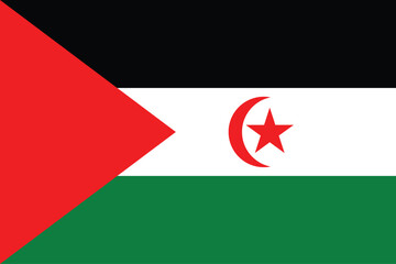 Flags of Western Sahara. Flat element design. National Flag. White isolated background	