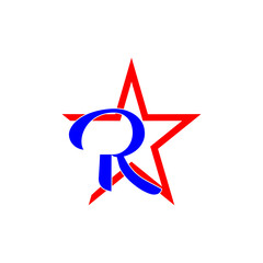 Vector graphic of initial R logo with star in modern style. This vector is perfect for company logos, name identities, t-shirt designs, wallpaper, business, branding etc.
