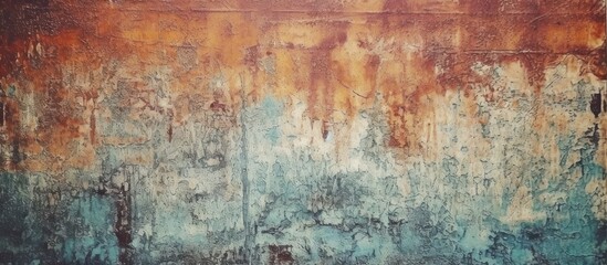 Abstract Wall Texture with Rust and Blue Hues