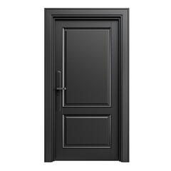 Modern black door isolated on transparent or white background