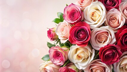Obraz premium Floral background with gradient color and space in the middle for writing.