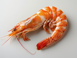 Succulent Cooked Shrimp on White Background - Gourmet Seafood Cuisine Concept.