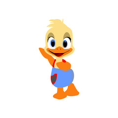 Vector graphic of an illustration of a standing duck in a cool and happy style. This vector is perfect for stickers, templates, t-shirt designs, wallpapers, templates, banners, and business etc.
