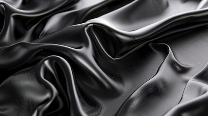 Obraz premium Black satin background with elegant cloth waves flowing