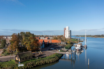 IJssel Kampen Binnenstad Toren Koe Drone. High quality photo. High quality photo