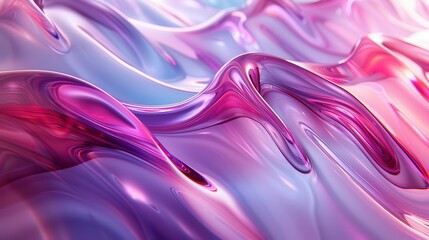Abstract Fluid Art with Vibrant Pink and Purple Waves in a Smooth, Glossy Finish