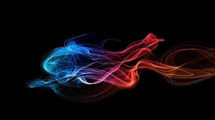 Fototapeta premium Abstract colorful wave design element flowing on black background