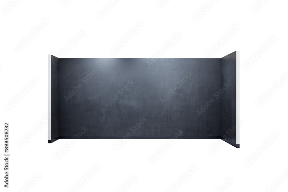 Aufkleber empty exhibition stand with black walls, isolated on a white background. clean and blank layout for 