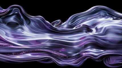 Metallic liquid waving on black background