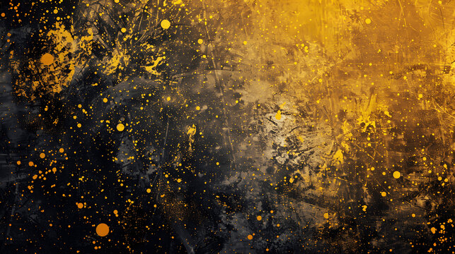 Abstract yellow black gradient grainy background with vibrant noise texture for grunge poster design