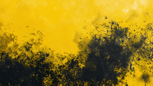 Abstract yellow black gradient grainy background with vibrant noise texture for grunge poster design