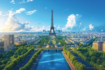 Cityscape illustration of Paris, France