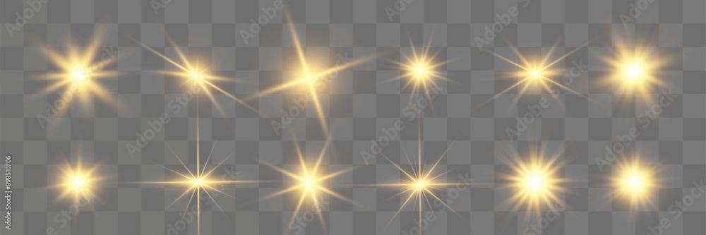 Poster set of bright beautiful stars.flash of light on the background.vector graphics.
