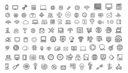 network management icons set.Data analysis technology symbol.Statistics,analytics,server, monitoring,computing and network,data protection, cyber security,privacy,Technology related icon collection