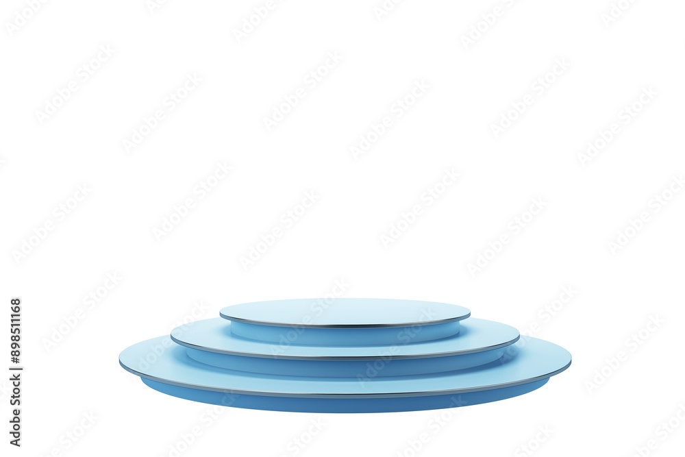 Poster a blue tiered podium isolated on a white background. clean and modern design, perfect for product di
